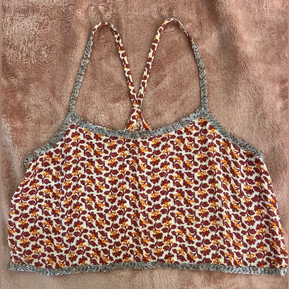 Valija Floral Cropped Camisole in Red, Yellow, Cream